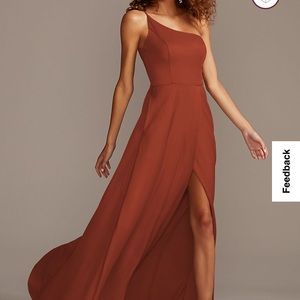 Size 8 David’s Bridal Crepe-Back Satin One-Shoulder Bridesmaid Dress - Worn Once